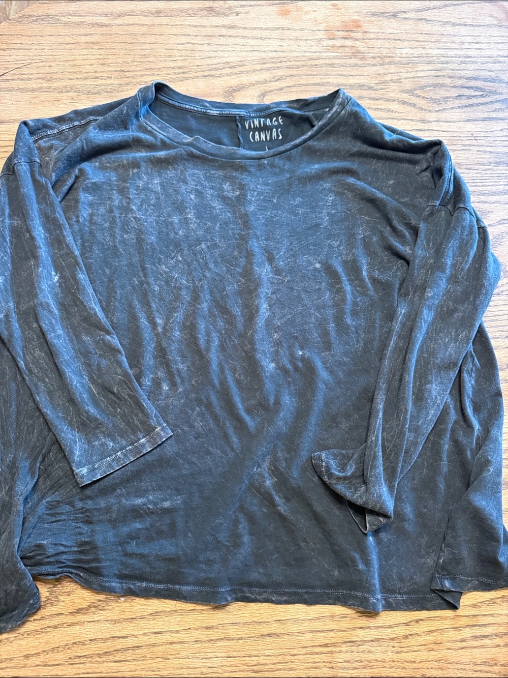 VintageCanvas Women’s Washed Black Long-Sleeve “Weathered look” Shirt